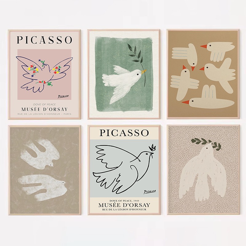 Minimalist Picasso Dove Peace  – Interior Design Drawing Bewertung und Preis