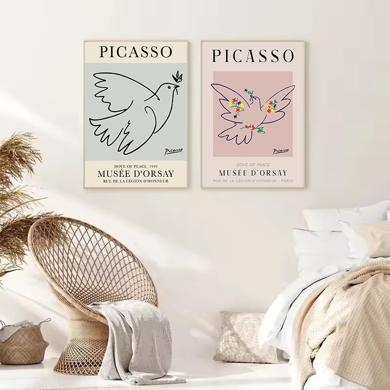 Minimalist Picasso Dove Peace  – Interior Design Drawing Bewertung und Preis