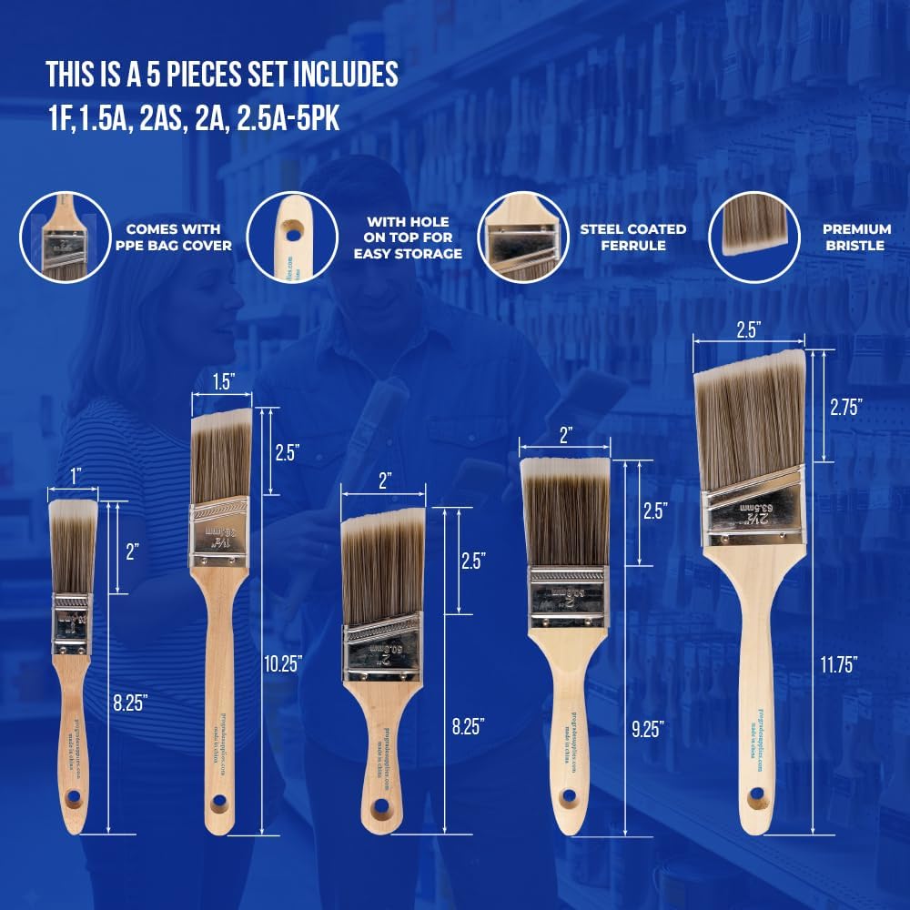 5-Piece Paint Brush Set, Flat  – Interior Design Drawing Bewertung und Preis