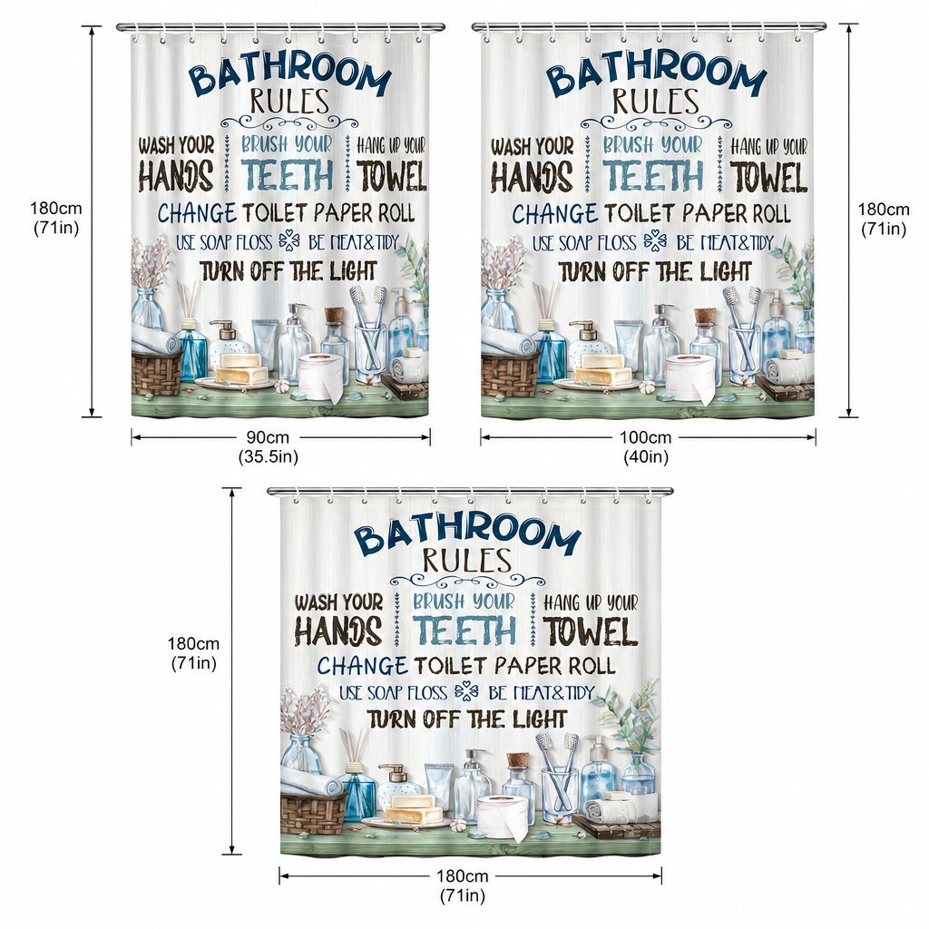 Bathroom Rules Shower Curtain  – Interior Design Quotes Bewertung und Preis
