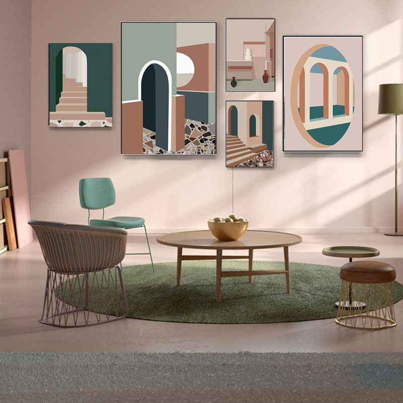 Retro Morandi Building Canvas  – Interior Design Build Bewertung und Preis