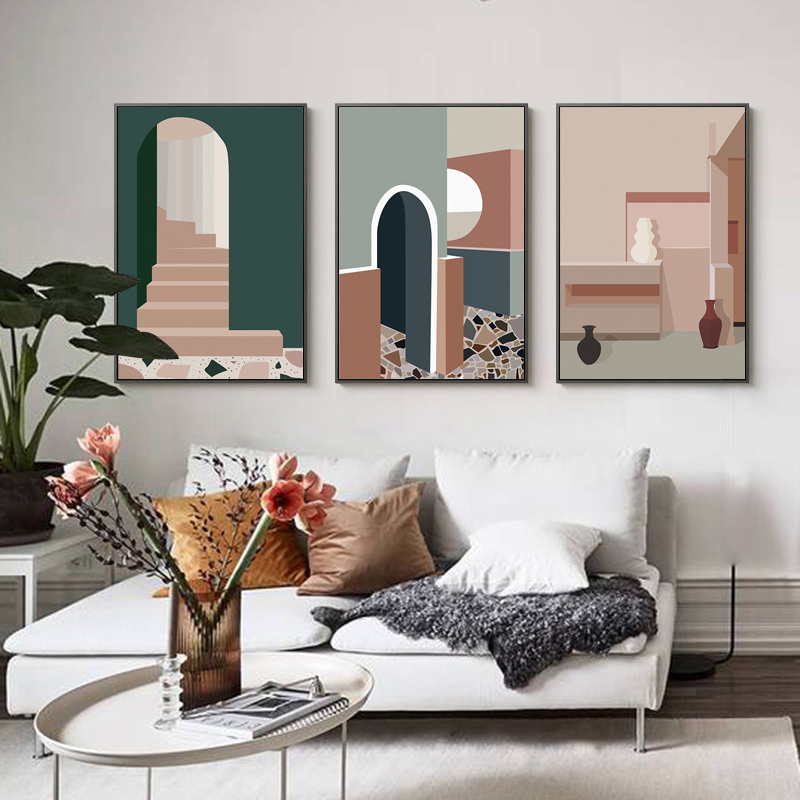Retro Morandi Building Canvas  – Interior Design Build Bewertung und Preis